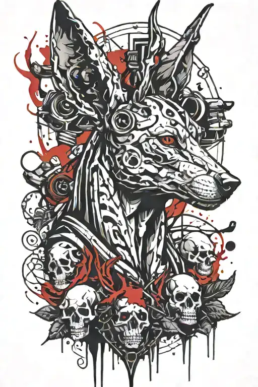 Anubis and skulls and scorpions tattoo design idea