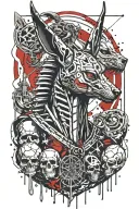 Anubis and skulls and scorpions tattoo design idea