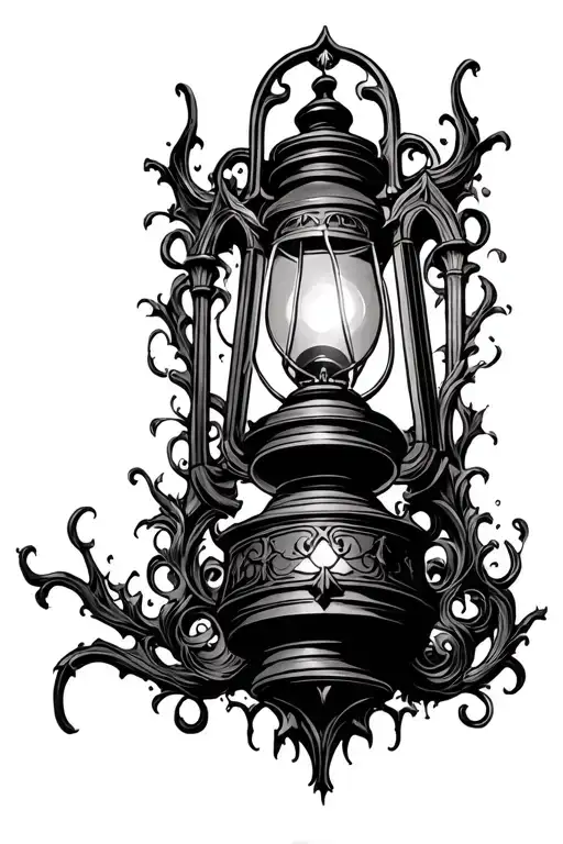 gothic lantern gothic castle arm sleeve tattoo design idea
