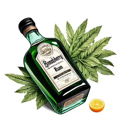 bunderberg rum bottle behide steel wire tattoo design idea