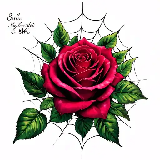 rose and spider web on neck tattoo design idea