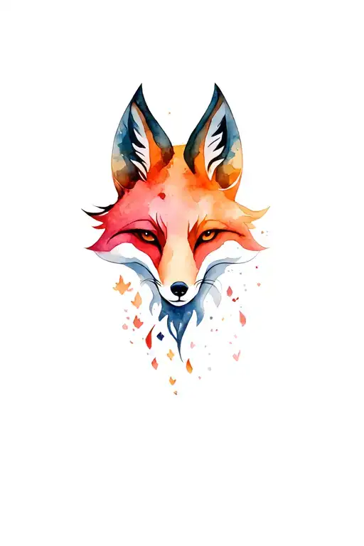 Fox Spirit God of forest landscape tattoo design idea