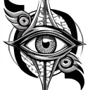 eye of ra, eye of horus, ankh, uraeus symbol intertwined tattoo design idea