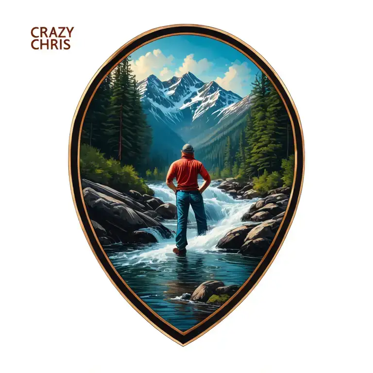 "CRAZY CHRIS" MOUNTAIN STREAM tattoo design idea