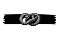 Top-down view of a continuous ouroboros snake forming a seamless bracelet around a human wrist, realistic reptile scales tattoo design idea