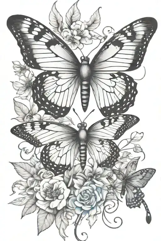 butterfly dragonfly and blue wren whimsical design tattoo design idea
