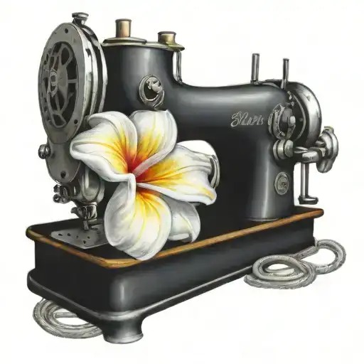 sewing machine hawaii plumeria tattoo design idea