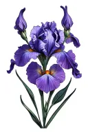 black and purple irises, long and curvy tattoo design idea