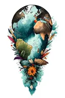 world travel tattoo design idea