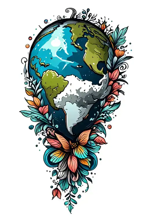 world travel tattoo design idea