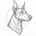 a Doberman dog head tattoo design idea