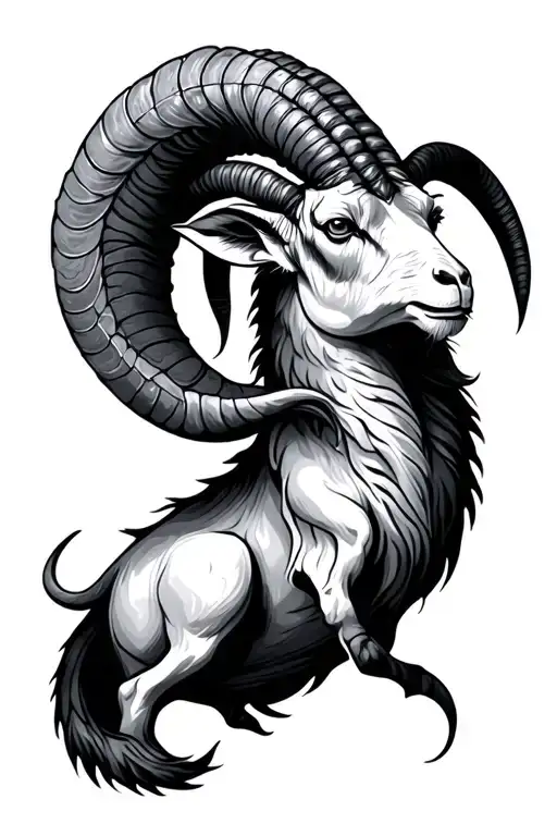 capricorn sea goat tattoo design idea