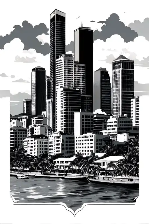 Nicaragua and Miami skyline tattoo design idea