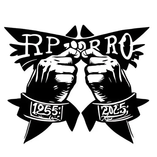 "Rip BRO 1965-2025" 2 brothers fist bumping with an outlaw theme tattoo design idea