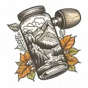 mountain scene in pill bottle  tattoo design idea