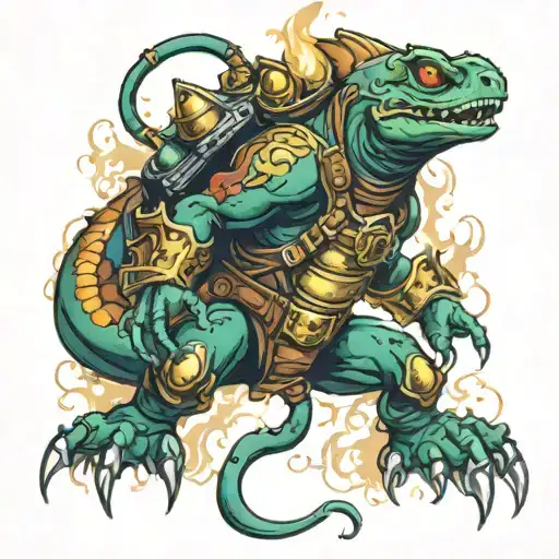 warhammer 40k salamander space marine emerging from the fire tattoo design idea
