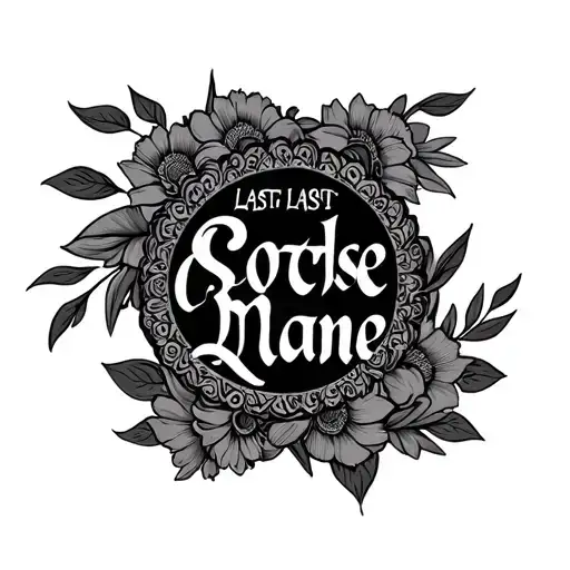 Indian tribal for last name By Bold Floral frame tattoo design idea