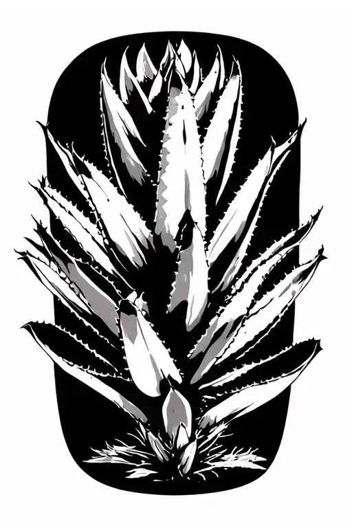 Agave plant in a black tattoo design idea