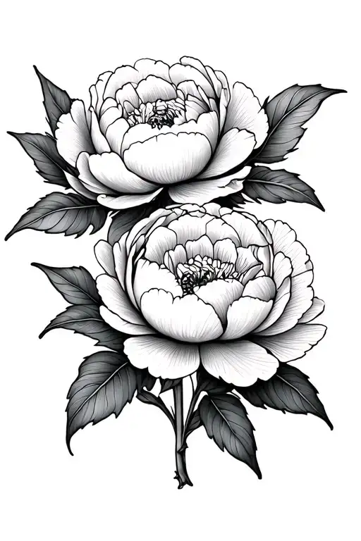  peony shaped flowers, fine line tattoo tattoo design idea