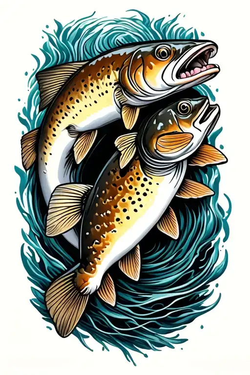 brown trout tattoo design idea