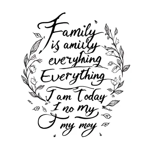 generate a small tattoo design for men signifying family is everything, everything I am today I owe to my mom in ancient tattoo design idea