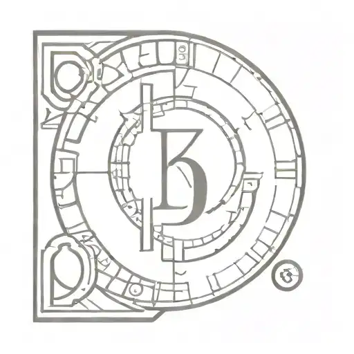Greek Letter D and number 5 within a clock face tattoo design idea