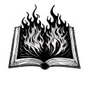open book on flames tattoo design idea