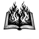 open book on flames tattoo design idea