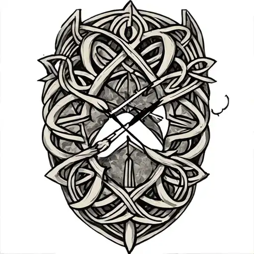 Celtic trinity knot clock face tattoo design idea