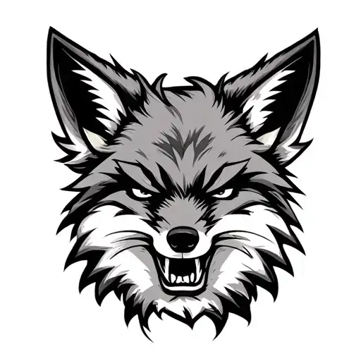 Angry fox face tattoo design idea