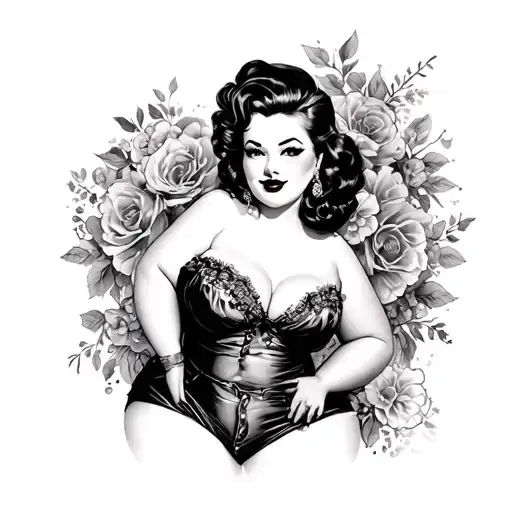 Chubby Pin Up Girl tattoo design idea