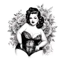 Chubby Pin Up Girl tattoo design idea