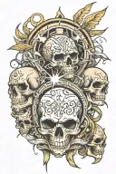 lightning , skulls, totem pole, sleve tattoo design featuring tattoo design idea