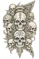 lightning , skulls, totem pole, sleve tattoo design featuring tattoo design idea