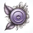 a purple button with 4 holes in the center tattoo design idea