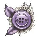 a purple button with 4 holes in the center tattoo design idea