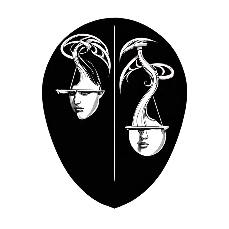 male libra and female gemini sign tattoo design idea