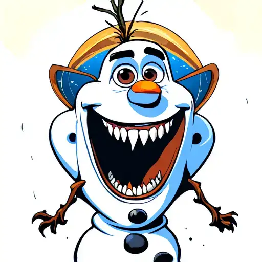 Olaf under a spotlight with gapped teeth tattoo design idea