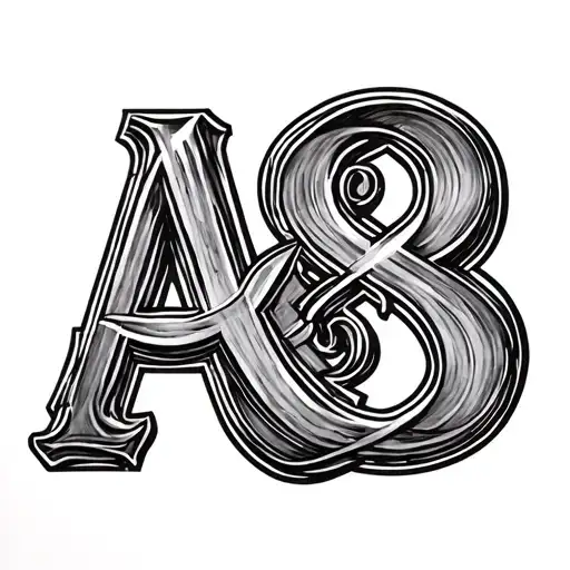 letters A & B lovers tattoo design idea