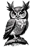 Athena goddess cute owl perched on top tattoo design idea