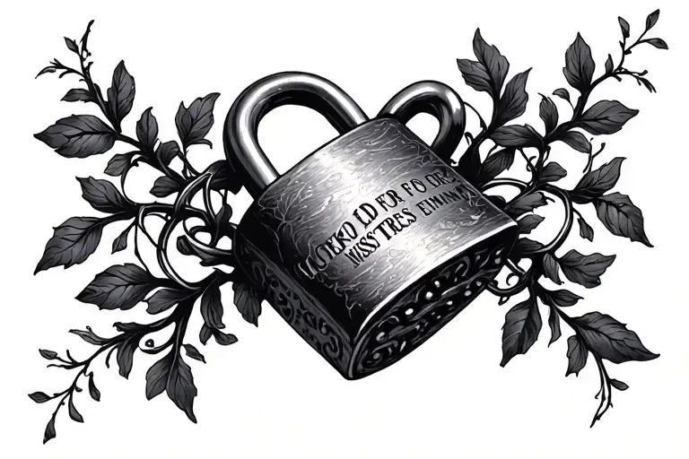 "LOCKED FOR MISTRESS EMMA " padlock vine intertwined denied  tattoo design idea