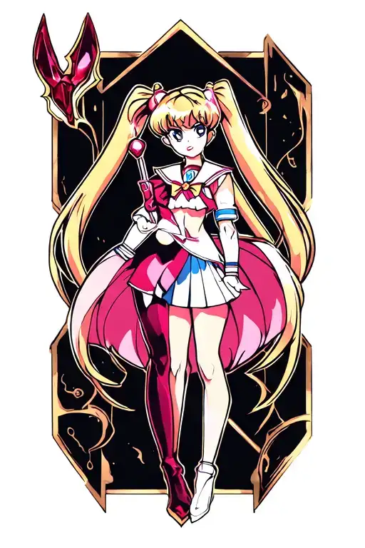 garnet rod and silence glaive sailor moon tattoo design idea