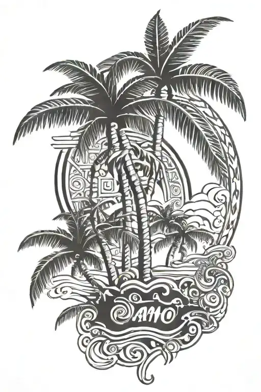croqui, Puerto Rican Taino, palm tree, tattoo design idea