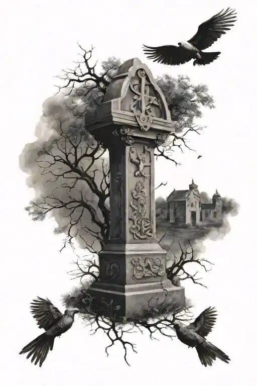 graveyard tattoo design idea