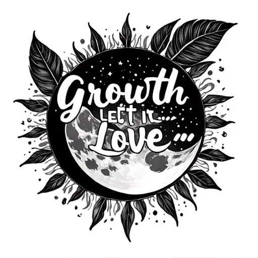 words let it... growth love moon sun tattoo design idea