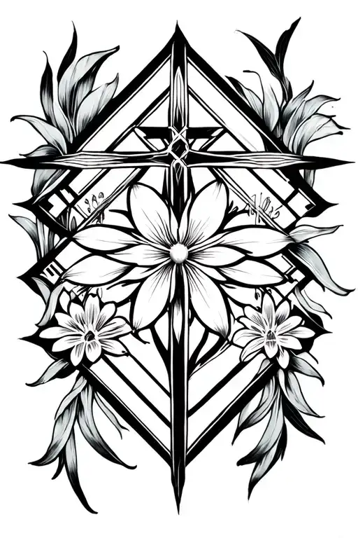 cross and spiderlily tattoo design idea