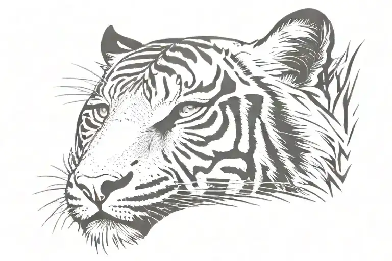 half tiger half face tattoo design idea