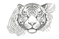 half tiger half face tattoo design idea