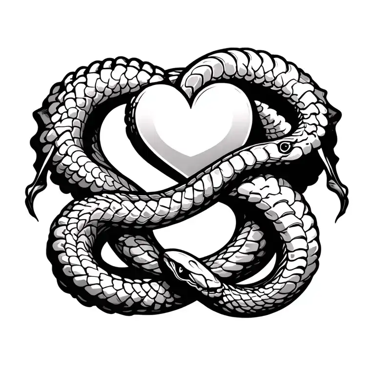 spine size tattoo cyber sigilism with hearts and snake wrapped around it tattoo design idea