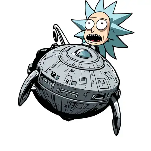 rick and morty spaceship teleportation  tattoo design idea